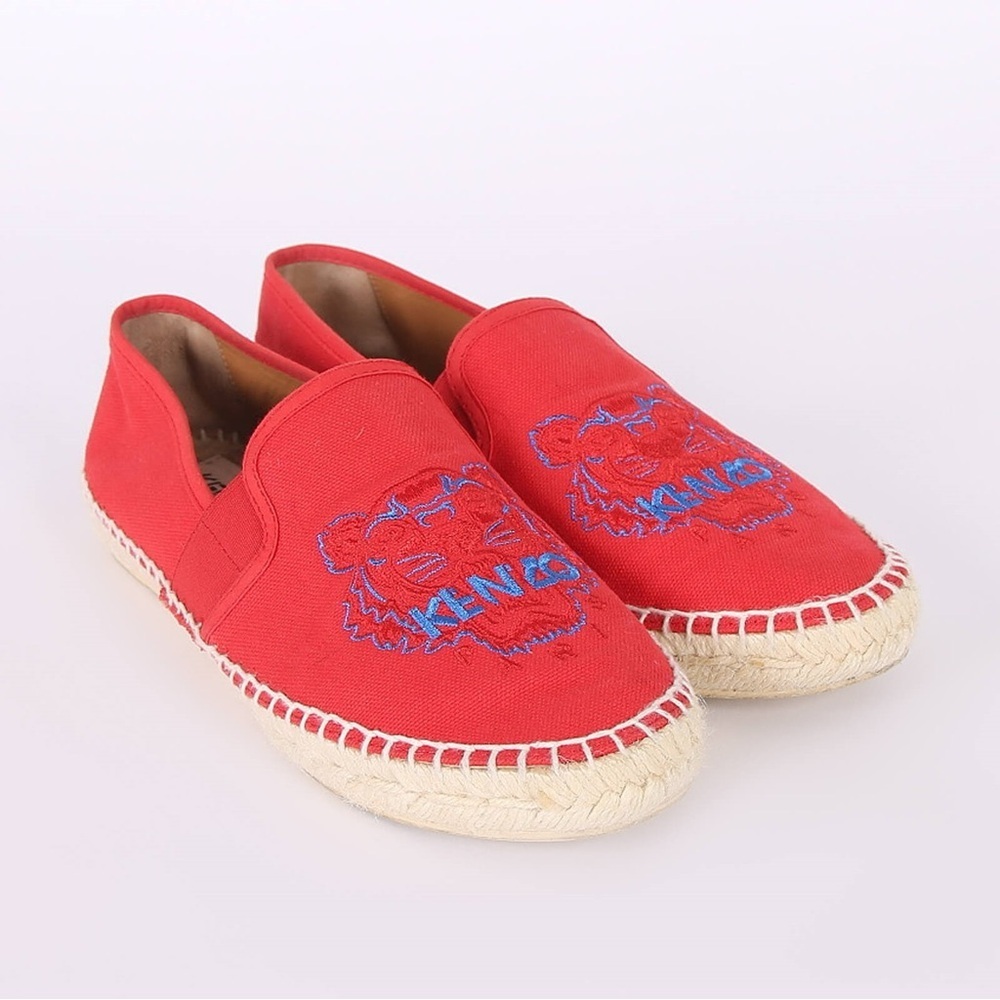 KENZO Paris Red Tiger Head Embroidered Canvas Espadrilles Women Size 42 or 12 - Picture 10 of 10